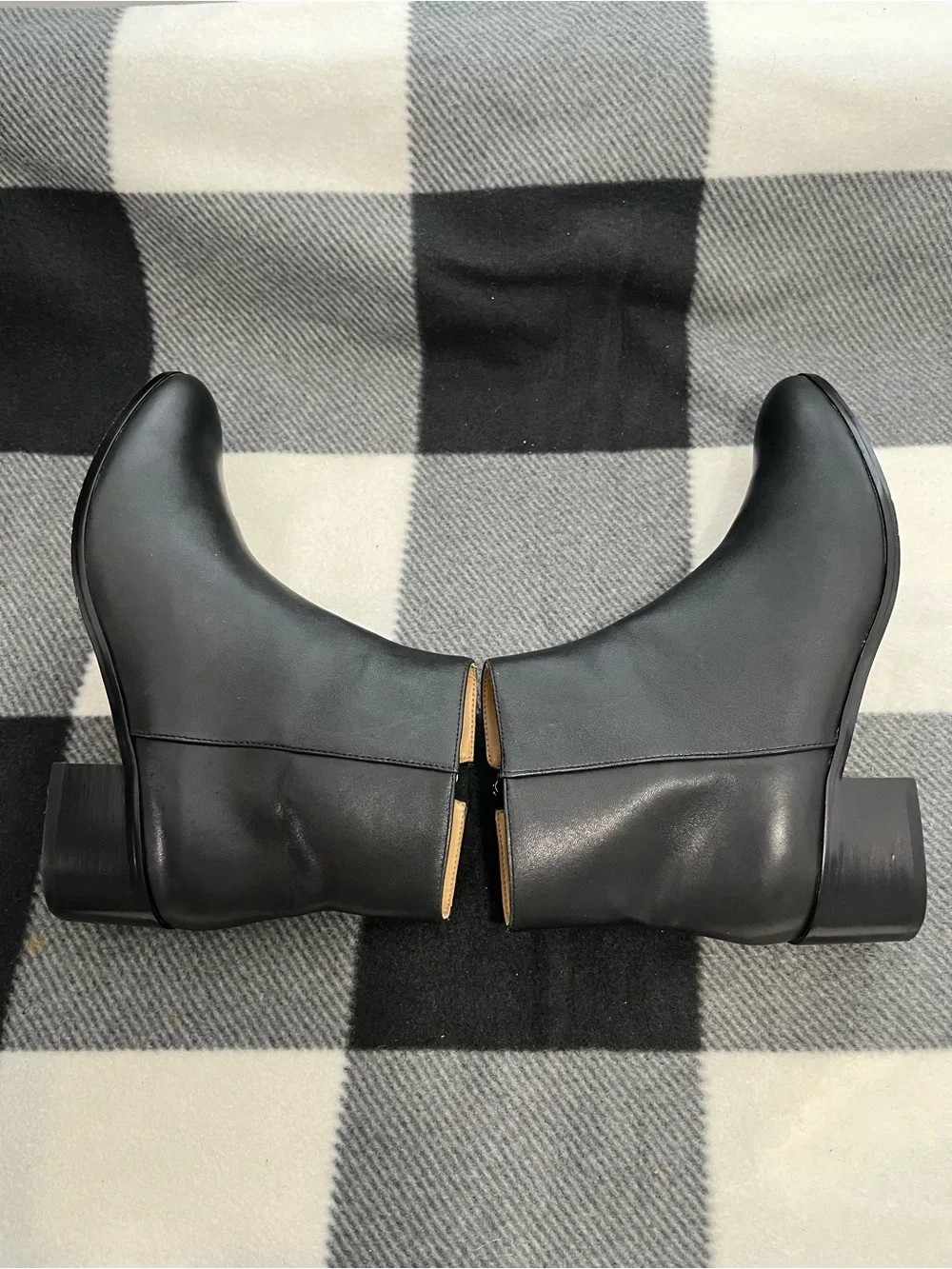 J.Crew Soft Leather Black Walker Ankle Boots Block Heel Women’s 7.5